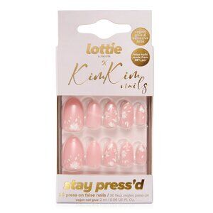 Lottie London & Kim Kim Press on Nail Set, Glazed and Unfazed, Rounded Almond Sh